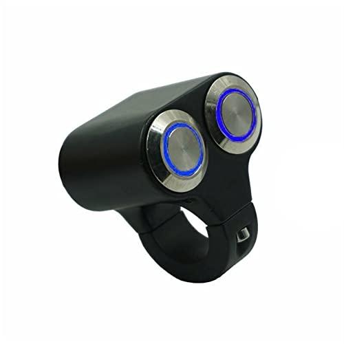 RAYANA Motorcycle Handlebar Switch 7/8" 22mm Aluminum Alloy Push Button Headlight Brake Fog Light ON/Off Switch (Color : Blue-22MM-Latching)
