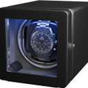 Watch Winder,Automatic Single Watch Winder with Quiet Motor,4 Rotation Mode Setting Built-in LED Light Type-C Suitable for Men's and Women's Christmas, Gifts(Black)