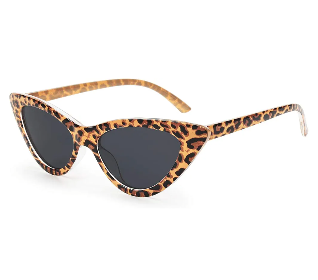 Livhò Retro Vintage Narrow Cat Eye Sunglasses for Women Clout Goggles Plastic Frame (Leopard)