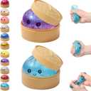 Giant Dumpling Squishy 2-Pack, Glitter Squishy Mystery Dumpling Box, Soft Dumpling Stress Ball for Anxiety Relief & Focus, Bao Bun Sensory Fidget for Teens Adults, Festival Gifts, Party Favors