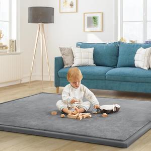 Baby Play Mat for Floor Nursery Rug Muscle Mat Area Rug Playroom Rug 79"x138" Playpen Mat Memory Foam 1.3" Thick Crawling Mat for Babies,Toddlers, Infants, Kids,Grey