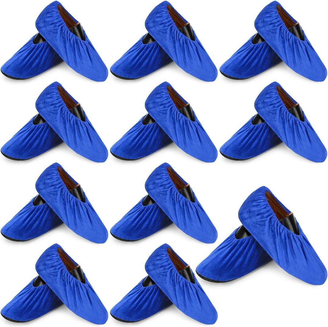 JaGely 11 Pairs Reusable Shoe Covers Non Slip Cloth Washable Thickened Bowling Shoe Covers for Indoors Men Women (Blue)