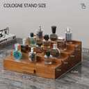 Cologne Organizer for Men,4 Tier Walnut Wood Cologne Stand,Cologne Shelf Display Holder with Hidden Storage and Drawer,Perfume Stand Organizer Great Gifts for Men