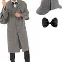 fun shack Mens Detective Costume Adult, Detective Costume Men, Detective Halloween Costume, Private Investigator Costume (Medium, Gray)