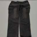  Womens Cargo Denim Jeans High Waisted Stretchy Flap Pocket Straight Leg Pants, Size XL