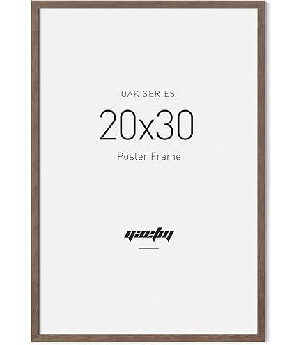 Yaetm Minimalist 20x30 Frame  Brown Walnut, Solid Wood 20x30 Poster Frame for Picture & Art Print, Lightweight, Horizontal and Vertical Wall Hanging for Photo Gallery (Single, Walnut)