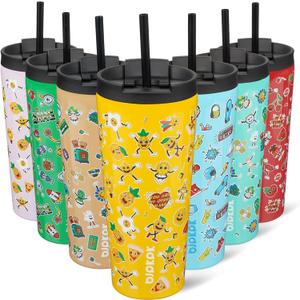 BJPKPK 22oz Insulated Tumbler With lid And Straw Stainless Steel Tumblers Travel Coffee Mug Reusable Thermal Cup,Hawaii Fruits Yellow