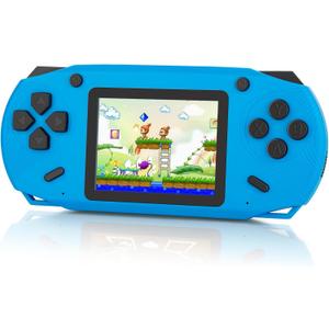 16 Bit Handheld Game for Kids, 3.0'' Large Screen Retro Gaming Player, Preloaded 200 HD Retro Kids Games with 2 Cartridges for Birthday Gift, Video Games for Boys & Girls Aged 412(Blue)