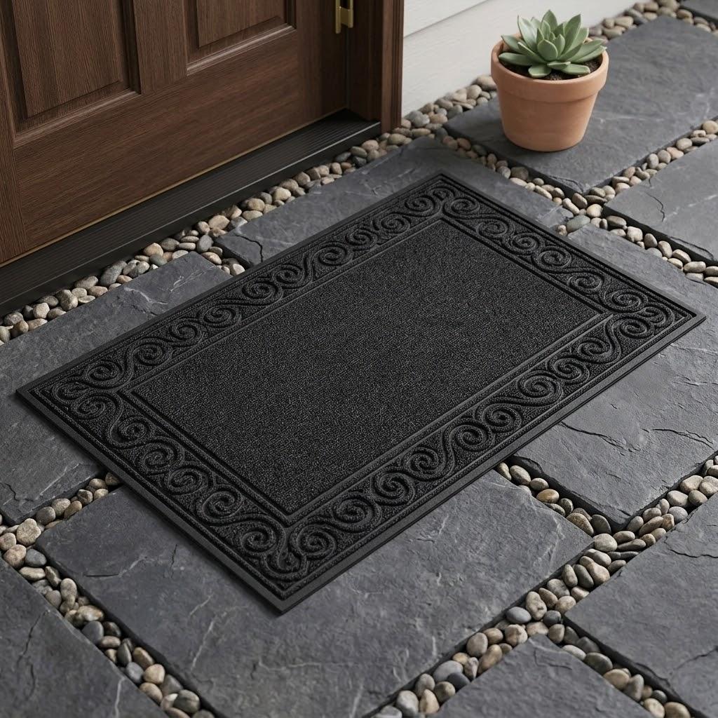 Black outside Mat with Swirl Design