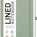 AHGXG Lined Spiral Journal Notebook, B5 Large Notebooks for Women Men, 140 Pages Hardcover Leather Notebook College Ruled, 100 GSM Paper, Notebooks for Work School Note Taking, 7.6" x 10", Sage Green