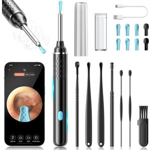 Ear Wax Removal Tool Camera, 1080P HD Ear Camera & 6 LED Lights, Easy and Safe Ear Cleaner for Kids & Adults, Ear Cleaning Kit Includes 8 Ear Tips and 7 Traditional Tools for iPhone, iPad, and Android