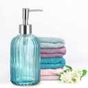 uxcell Soap Dispenser - 13.5Oz Glass Dish Hand Soap Dispenser with Silvery Pump for Kitchen Bathroom, Blue