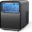 BREEZOME Ice Maker Countertop, 9 Ice Cubes in 6 mins, Self-Cleaning Portable Ice Machine with Basket and Scoop, 2 Sizes of Bullet Ice for Home Kitchen Party Camping RV