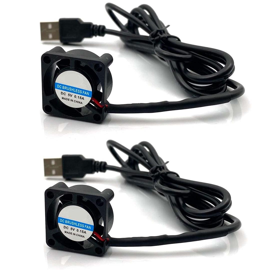 FainWan 2pcs USB 5V DC Fan 2510 Small 2 pin Cooling Cooler Computer 25mm X 10mm (25x25x10)