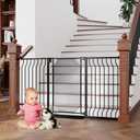 29.5"-60.5" Extra Wide Metal Mesh Baby Gate for Stairs & Doorways - Auto Close, Pressure Mounted 30.5" Tall, Easy Install, No Drilling - Child Satety Gate for Babies, Pet Gate for Dogs, Black