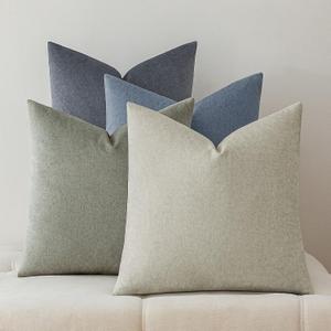 A Moment Waterproof Throw Pillow Covers Set of 4,16x16 Inch Outdoor Stain Resistant Pet Friendly Pillowcases Cushion Covers for Patio Sofa and Living Room,Seaside Mist