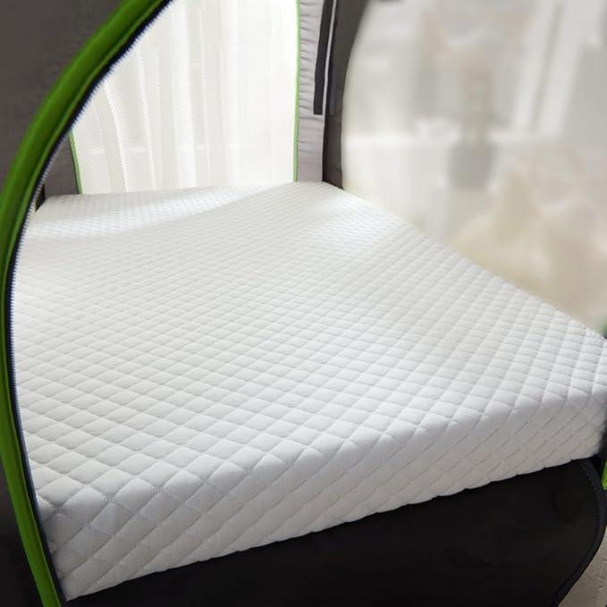 LILNAP 3"" Waterproof Pack and Play Mattress, 38""x26""x3"" Memory Foam Pack N Play Mattresses Pad with Breathable & Removable Cover for Naps Sleep, Portable Playard playpen mattresses Topper, White