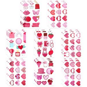 Heart Stickers, 252 PCS Pink Love Self Adhesive Stickers Bulk, 24 Sheets Heart Label Decorative Scrapbooking Sticker for Envelopes Cards Gift Crafts Wedding Birthday Party Favors Decorations Supplies