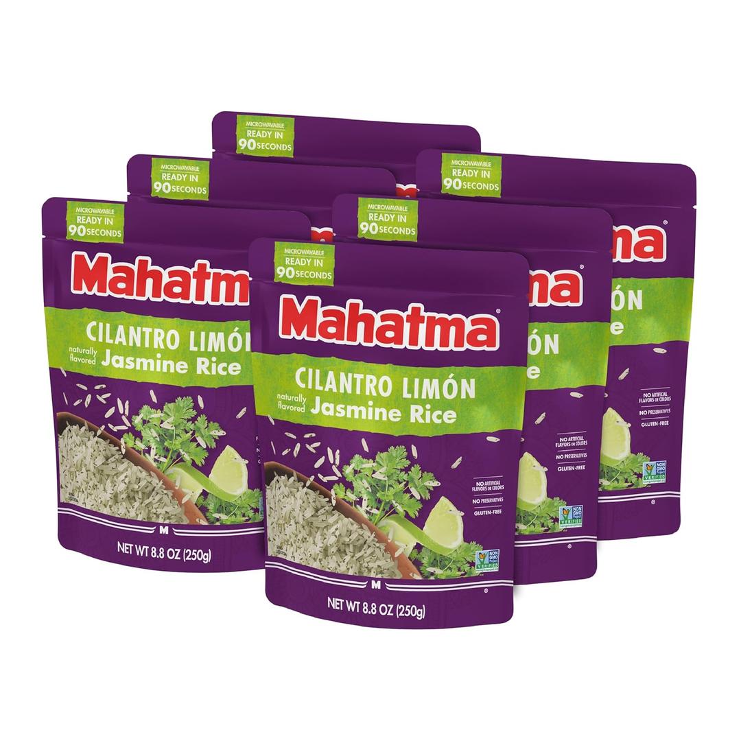 Mahatma Ready to Heat Cilantro LimnFlavored Jasmine Rice, Precooked Rice, Microwaveable in 90 Seconds, 8.8 Ounces, Pack of 6 Best Before March 2026 