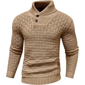 Zaitun Men's Turtleneck Sweater Shawl Collar Pullover Sweaters Regular Fit Knitted Tops (Medium, Dark Khaki)