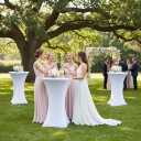 HolidayIdeas Cocktail Table Covers, 2 Pack - Fitted Stretch Spandex High Top Cocktail Tablecloths with Elastic Corners (White, Fit for 30"-32" Diameter x 43" Height Tables), W30"-32" x H43"