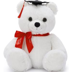 Tezituor 18inches Graduation Teddy Bear Stuffed Animals, Large Stuffed Bear with Graduation Hat & Bow-tie for Boys Girls, Cute White Grad Bear Plush Toys for Decoration