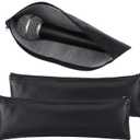 2 Pack Microphone Bags, Black Microphone Case for Wireless Mic Protector Mic Storage Bag Black Zipper Storage Pouch 11.8" x 4.72" Case for Carrying Portable PU Leather Pouches