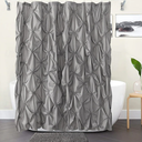 JSLOVE 2 Pcs Shower Curtain Sets with Rugs - Pinched Pleat Farmhouse Shower Curtain Elegant Decor Set with 12 Shower Curtain Hooks for Bathroom Dark Grey Standard 72" X 72"