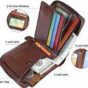 Men's Shielded Wallet Zipper Leather Wallet Men's Bifold RFID Card Case Wallets for Men (Z-Coffee)