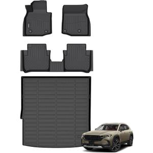 ANBINGO® Floor Mats & Cargo Liner for 2025 2026 CX-50 Hybrid/All Weather TPE Mazda CX50 Floor Liners / 1st & 2nd Row Custom Mats Full Set / CX50 Accessories - Black