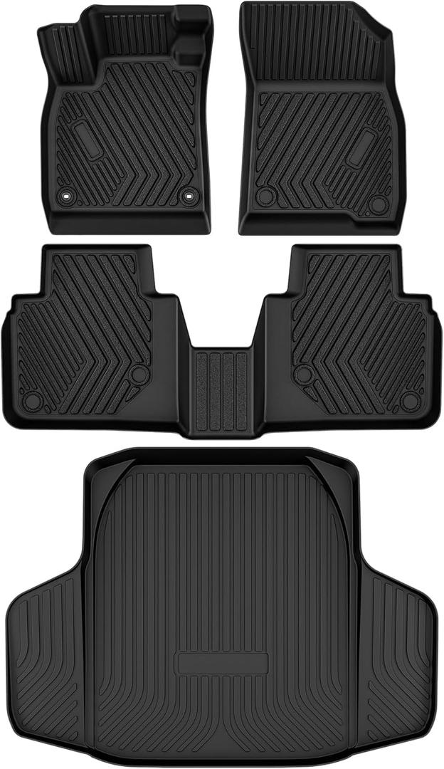 AUTOSAVER88 Floor Mats Fit for 2026 2025 2024 2023 Honda Accord, All Weather TPE Custom Fit Hybrid Floor Liners & Cargo Mat, 1st & 2nd Row Mat Car Mats Automotive Accessories, Black