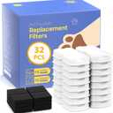GIOTOHUN Pet Fountain Filter Replacement: 32 Cat Water Fountains Filter -16 Carbon Filters & 16 Foam Filters - Suitable for GIOTOHUN Stainless Steel Cat Fountain S11