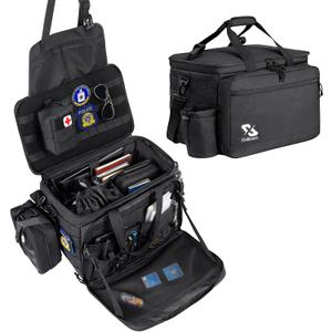 Patrol Bag Law Enforcement, Police Gear Bag for Car Front Seat Organizer with Cup Holders, MOLLE System, Fits Vehicle Passenger Seat (Black)