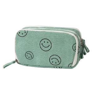 3 x Large Pencil Case Pouch Pencil Bag Corduroy Capacity Pen Case Stationery Bag School College Office Organizer for Teens Girls Adults Student Kids (C-Green)