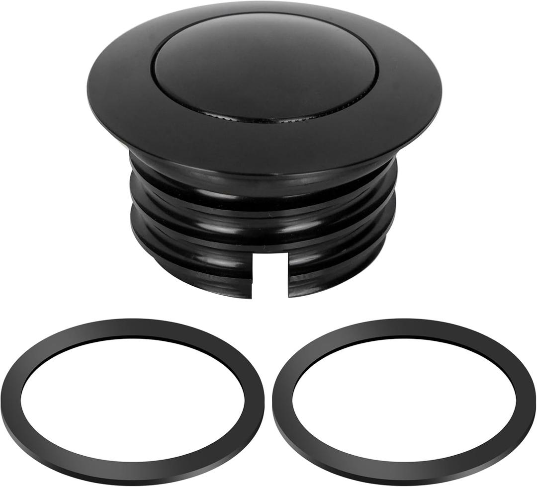 BHB Motorcycle Fuel Tank Pop-up Fuel Gas Oil Tank Cap Compatible With Harley Davidson Regular Thread 1982-2018 (Black)