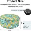 Inflatable Ottoman Stool D21 xH9 for Outdoor/Indoor Use, Water Repellent Patio Foot Rest Stool with Portable Handle,Round Pouf Ottoman Suitable for Garden,Deck and Camping - Damask Green