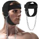 Yes4All Adjustable Neck Harness for Weight Training - Wide Padded Strap Support for Strengthening & Resistance Training, Weight Lifting Head Harness Black (A. Black)