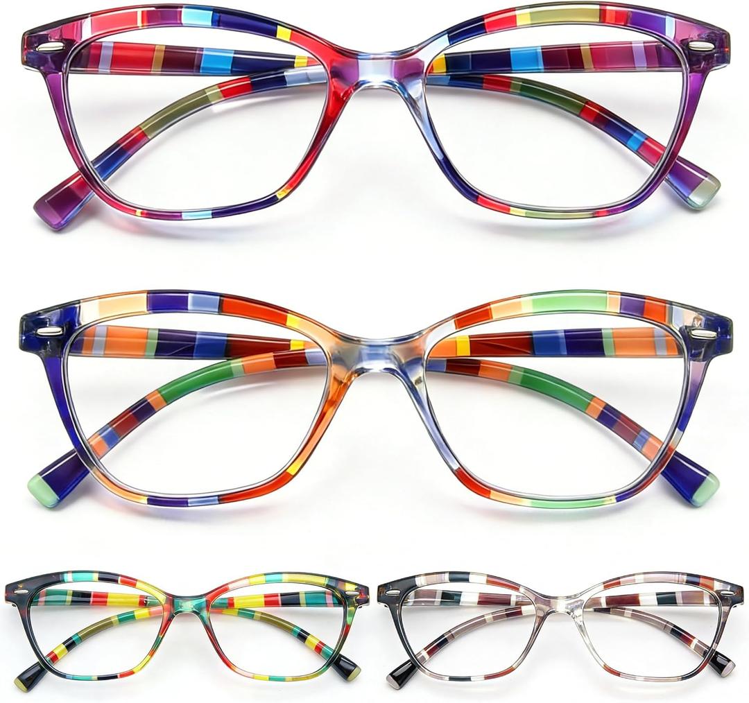 HEEYYOK 2.0 Reading Glasses Women Small Face 4-Pack Colorful Reader For Womens Cheaters Reading Ladies Lightweigth Flexible Spring Hinge