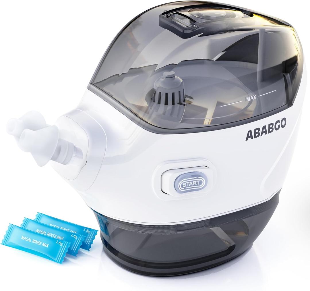 Nasal Irrigation System - Electric Neti Pot Sinus Rinse Machine for Nasal Care, Nose Cleaner Device with 30 Salt Packets and a Measuring Cup, Suitable for Adult Nasal Wash (Light Gray)