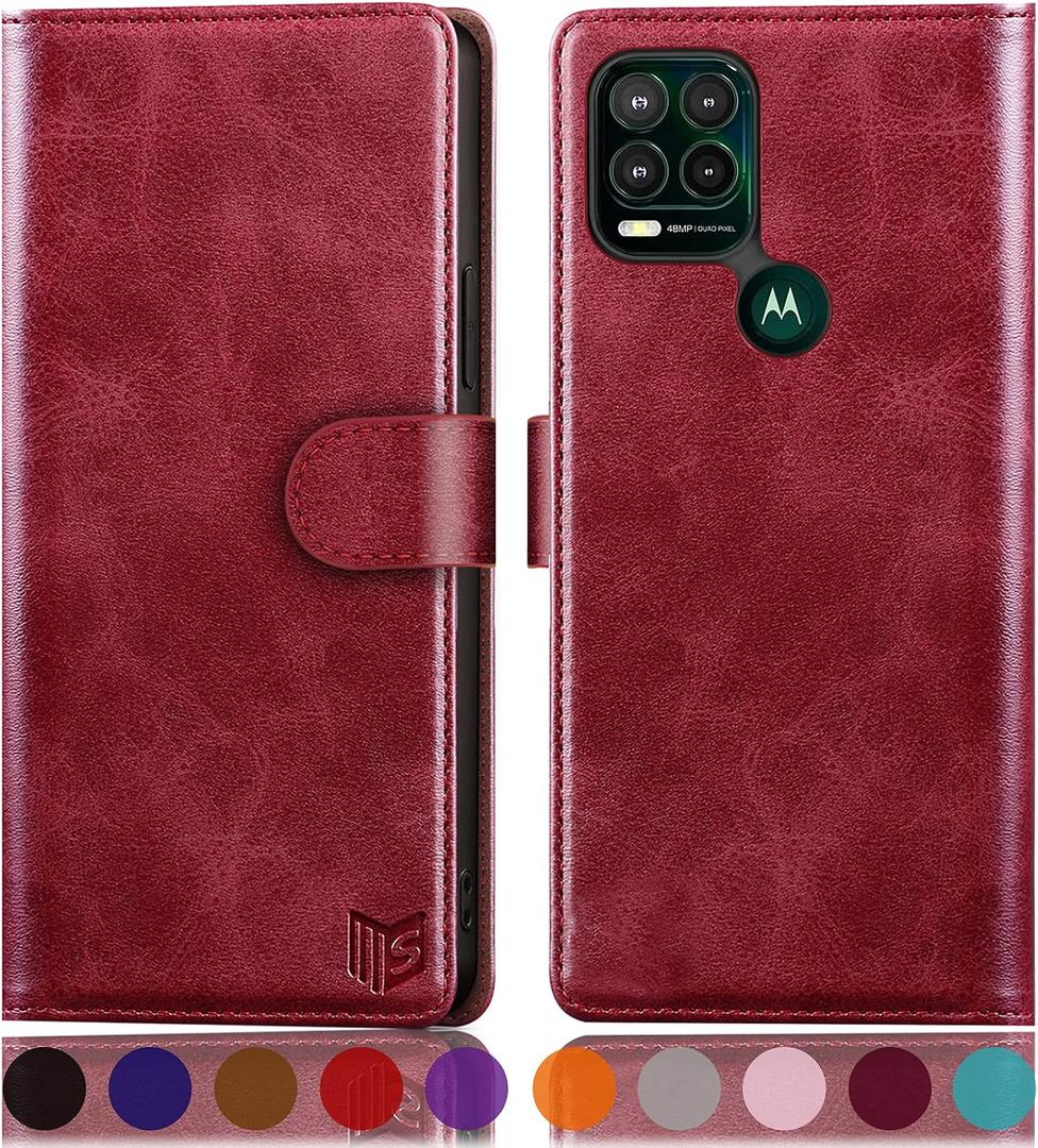 SUANPOT [RFID Blocking for Motorola Moto G Stylus 5G(Non 2022) with Wallet case Credit Card Holder,Flip Book PU Leather Shockproof Cover Cellphone Women Men for Moto G Stylus 5G Phone Case(Red)