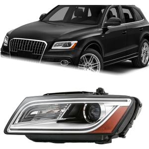 LH LED DRL Headlight Assembly Fit for 2013-2017 Audi Q5 SQ5 HID/Xenon Projector Headlamp Without AFS Ballast Bulb Left Driver Side AU2502179 8R0941043B