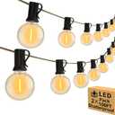 200ft 2-Pack Outdoor String Lights,Dimmable G40 LED String Lights with 104 Shatterproof Clear Bulbs UL Approval Waterproof Globe 1W 2700K Outdoor Lighting for Backyard Porch Cafe Party Wedding Garden (Black Wire)