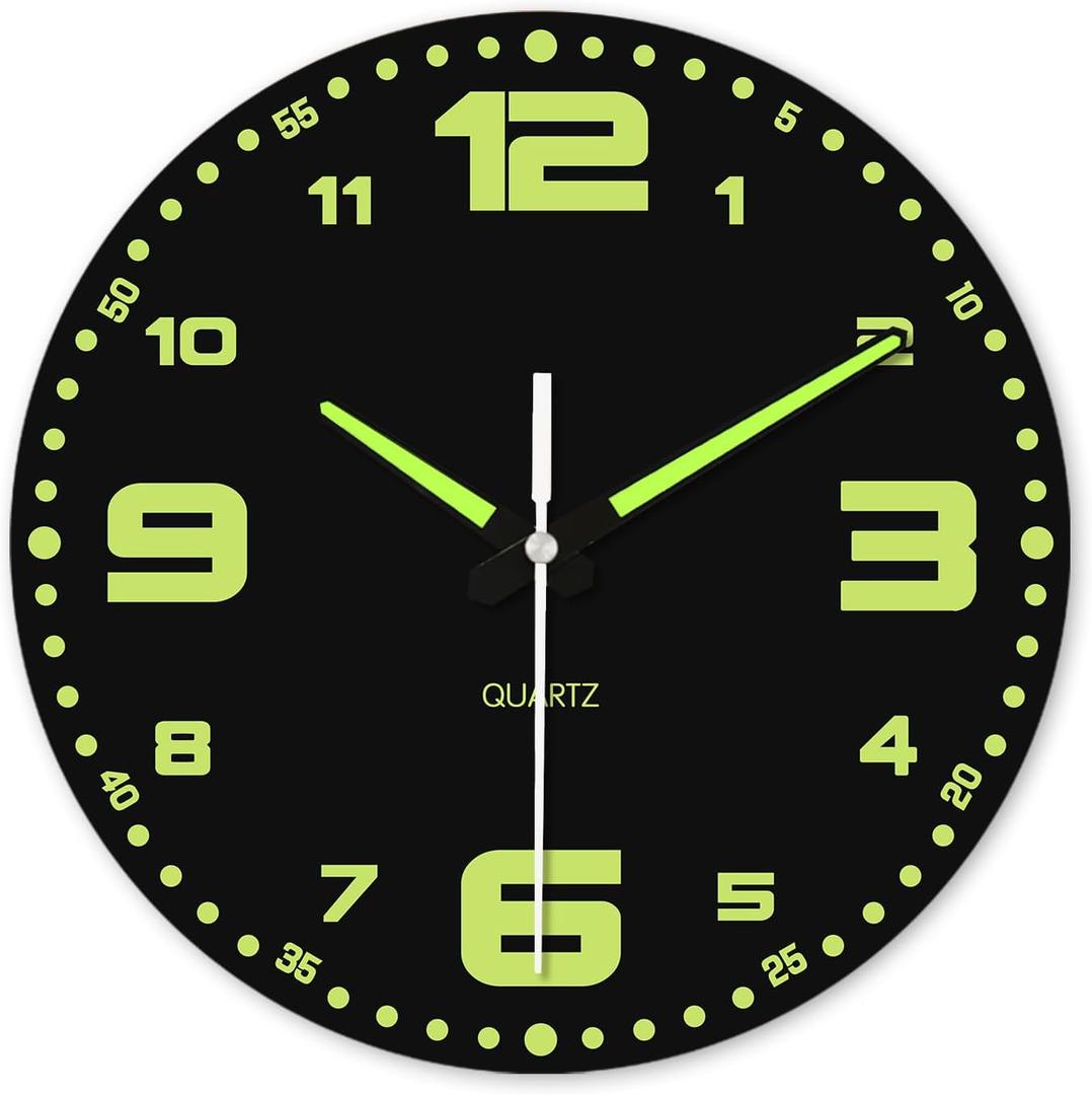 XFM Glow in The Dark Clock 16 Inch Modern Silent Non Ticking Wooden Clocks Battery Operated Night Light Wall Clock Decorative for Living Room Kitchen Bedroom XFM Glow in The Dark Clock 16 Inch Modern Silent Non Ticking Wooden Clocks Battery Operated Night Light Wall Clock Decorative for Living Room Kitchen Bedroom