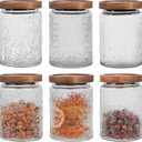 6 Pack 24oz Vintage Glass Jar with Wooden Lid  BPA-Free, Airtight Food Storage Canister for Kitchen Counter, Pantry, Coffee, Sugar, Spices & Dry Foods