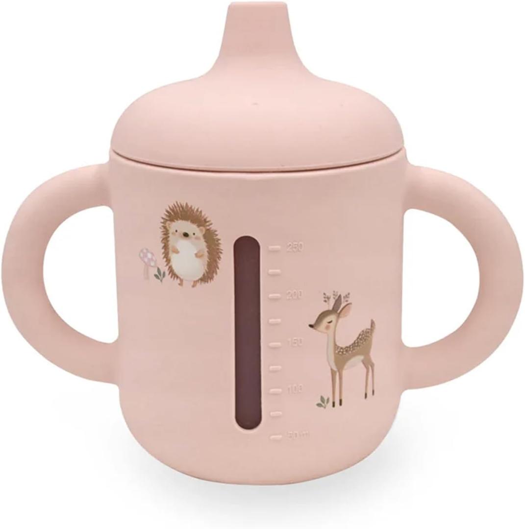 LITTEL RAWR Silicone Baby Sippy Cups for 6 months+, 3 Stages Training Cup Straw Cup for Infants Toddlers and Kid, Soft Spout and Handles Unbreakable Easy Grip 8.5oz/250ml (Pink)