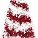 Amscan Elegant Red & White Small Candy Cane Tinsel Tree Centerpiece - 10" (1 Pc.) | Festive Tabletop Display, Sliver Star Eye-Catching Addition to Celebrations