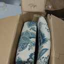 HomePop Upholstered Counter Height Barstool, 24-inch, Blue and Tan Jacobean