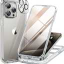 Miracase for iPhone 15 Pro Case, Full-Body Clear Bumper Phone case with Built-in Glass Screen Protector& Camera Protector, Military Drop Proof 15 Pro Case Cover 6.1 inch,Clear