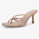 LAICIGO Women’s Square Open Toe Flip Flops Stiletto Heels Strappy Thong Slide on Slingback Mules Sandals. Size 8,5