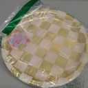 xo, Fetti Gold Checkered Paper Plates | 25 pcs | Bachelorette Tableware, Birthday Party Supplies, Modern Disposable Setting, Dinner Table Decor